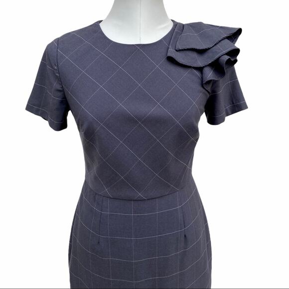 Banana Republic Windowpane Ruffle Shoulder Dress - Picture 6 of 12